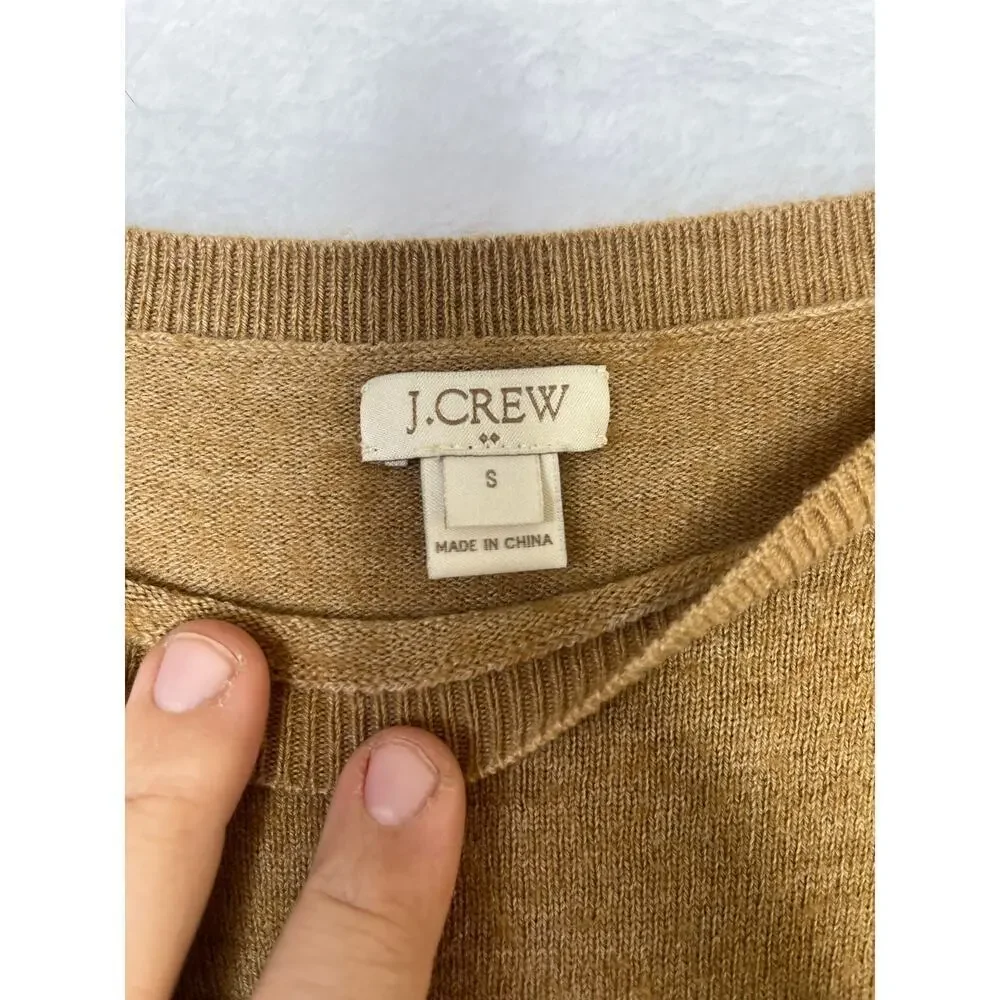 J. Crew Merino Wool/Acrylic Camel Long Sleeve Warm Winter sz S Preppy Old Money
